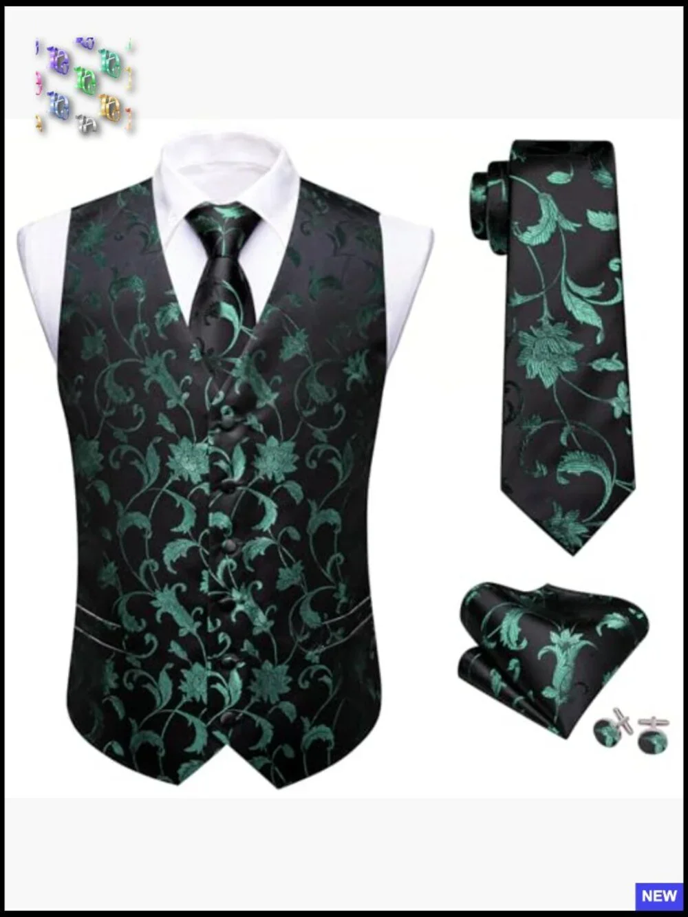 Silk Jacquard Waistcoat Set Formal Leisure Classic Elegant 5 Piece